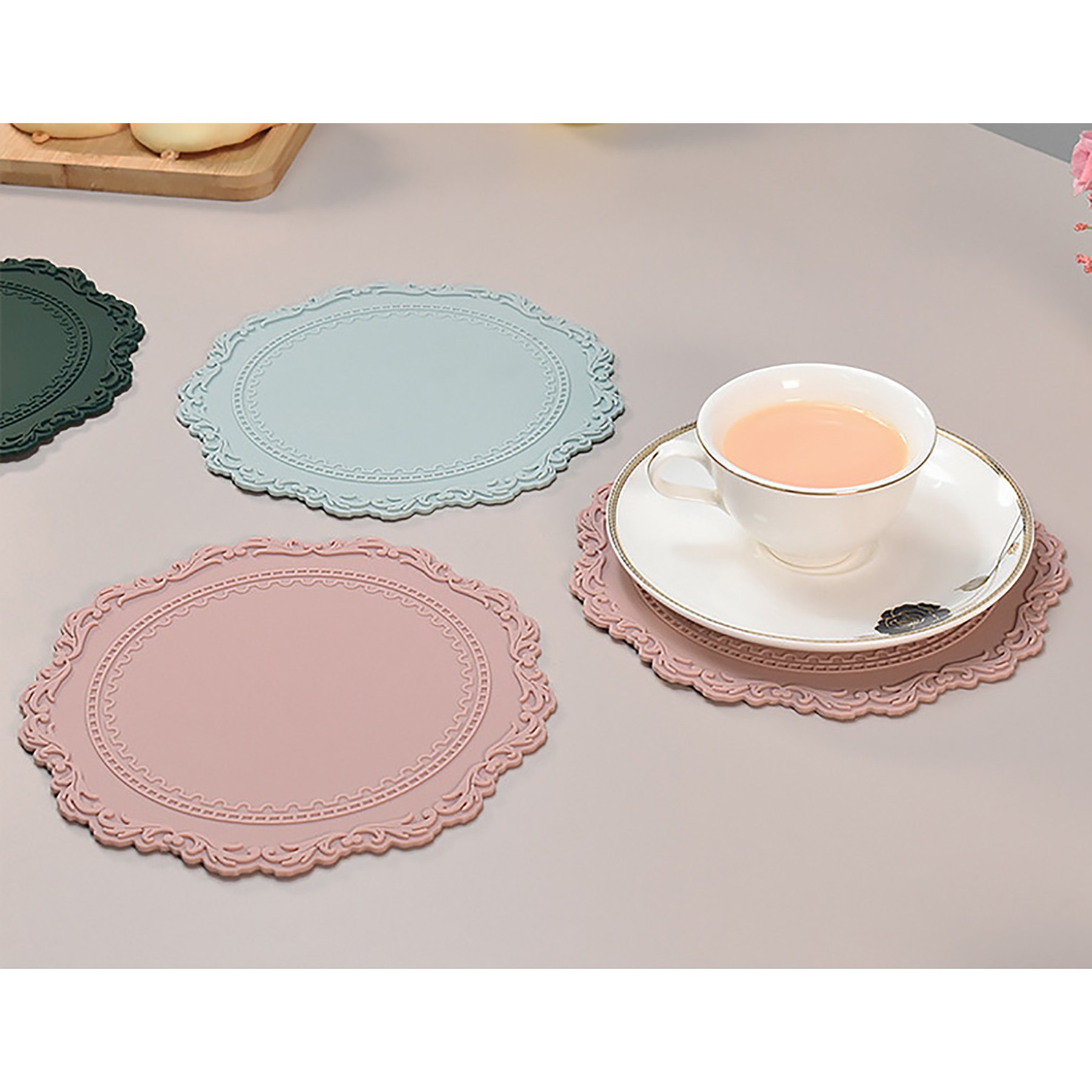 Embossed Lace Silicone Drink Coasters 1