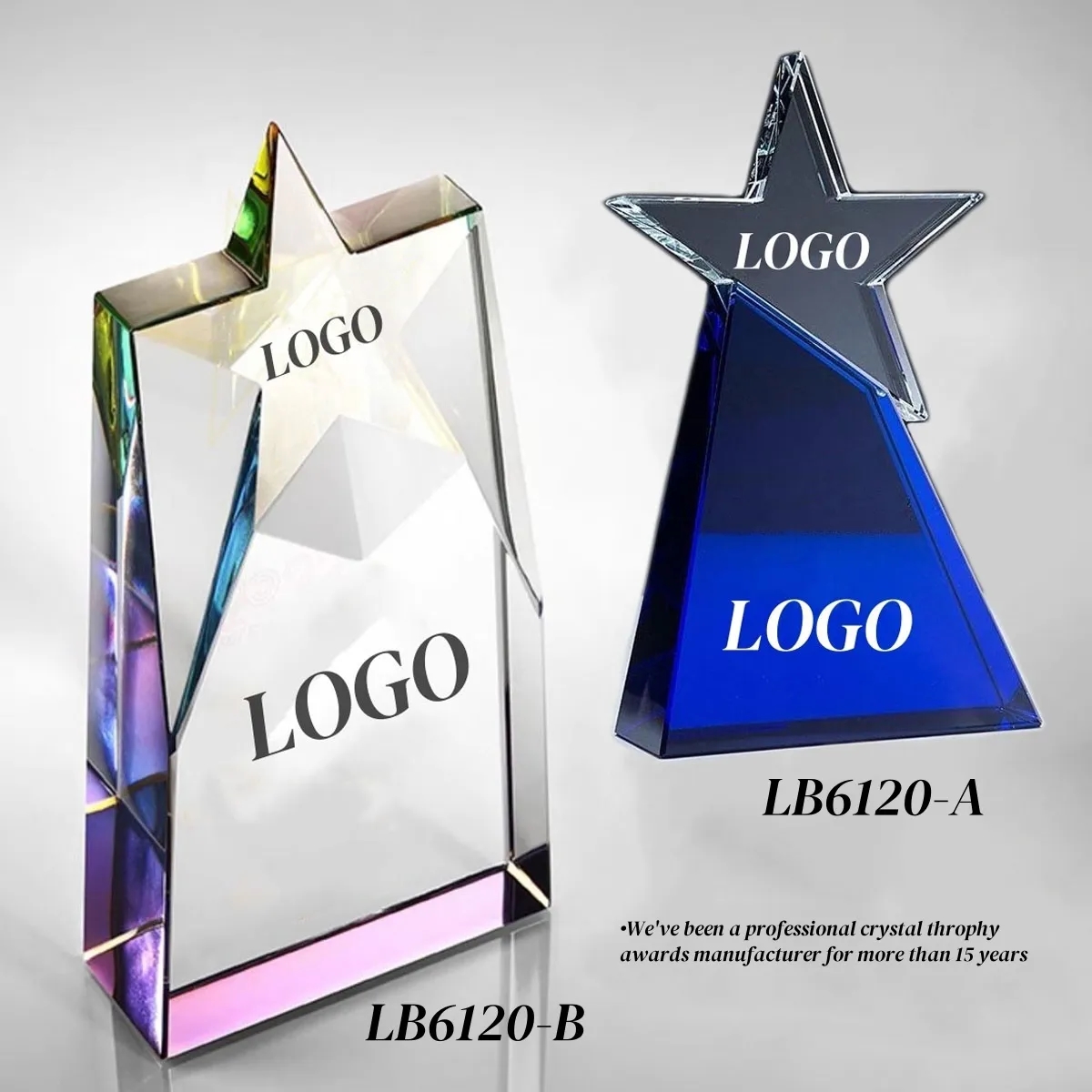 Engraved Star Crystal Trophy Award Custom 2