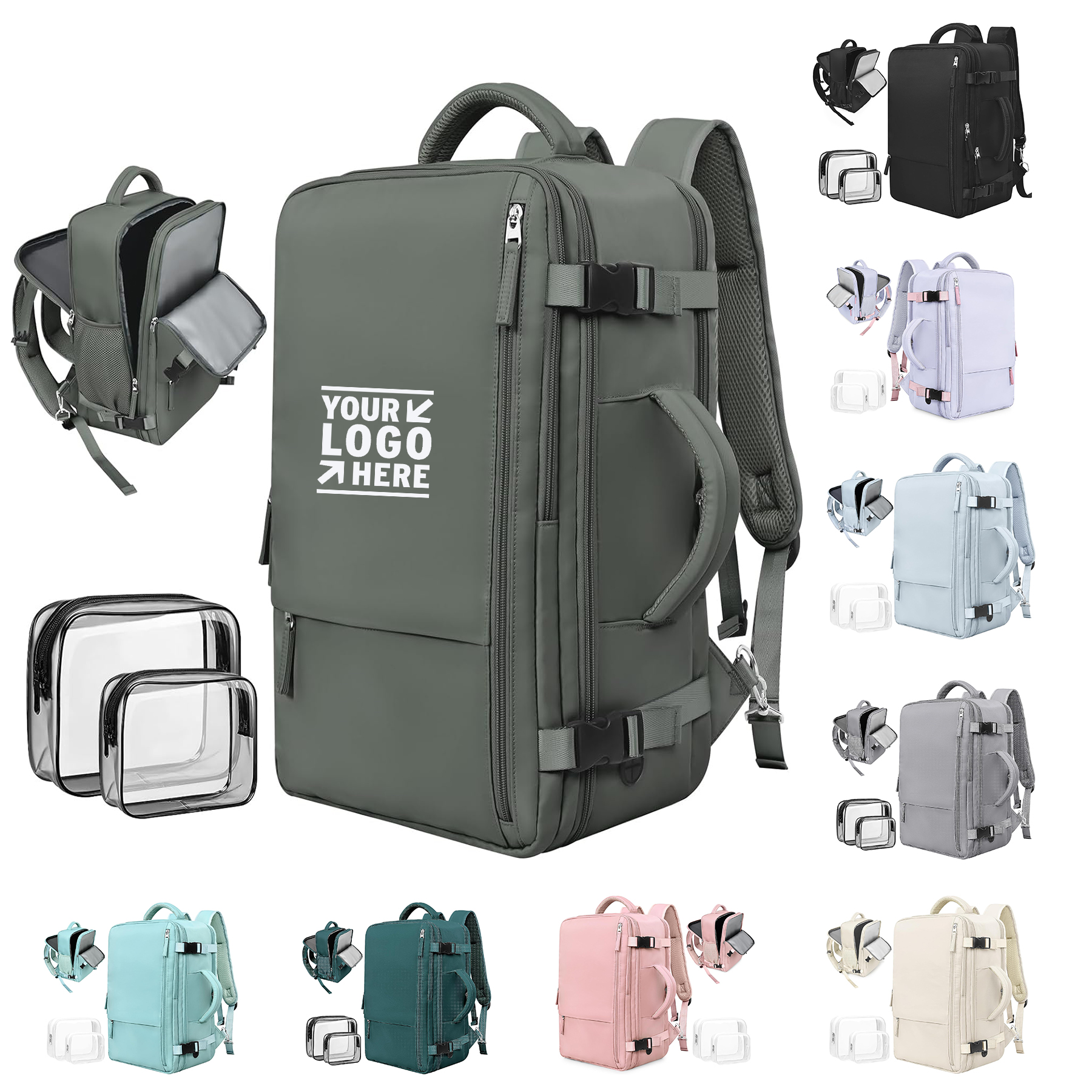 Women Men Flight Approved Carry-on Personal Item Travel Backpack Casual Daypack Hand Luggage Bag 2