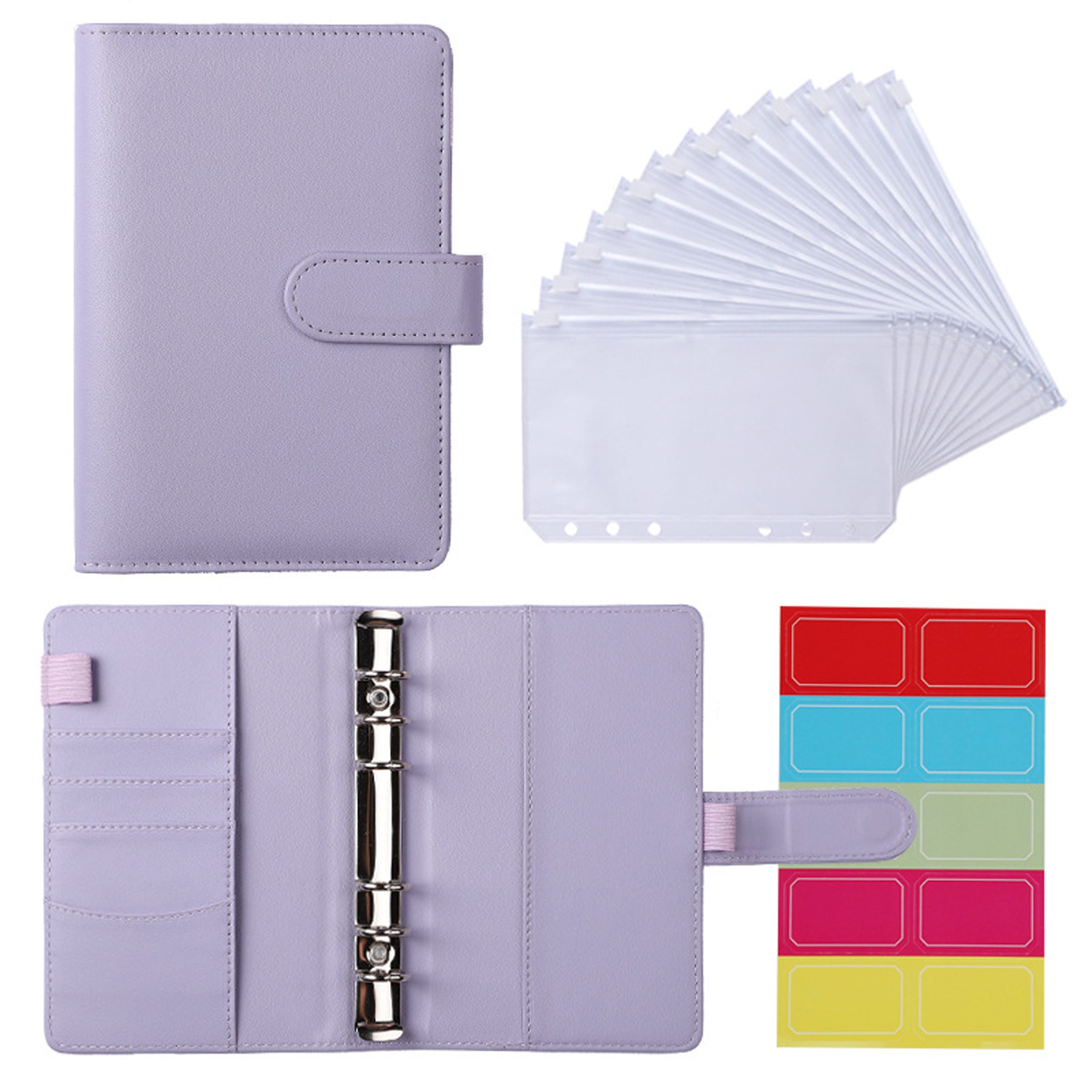 A6 PU Leather Binder Cover w/12 Piece A6 Binder Pockets 3
