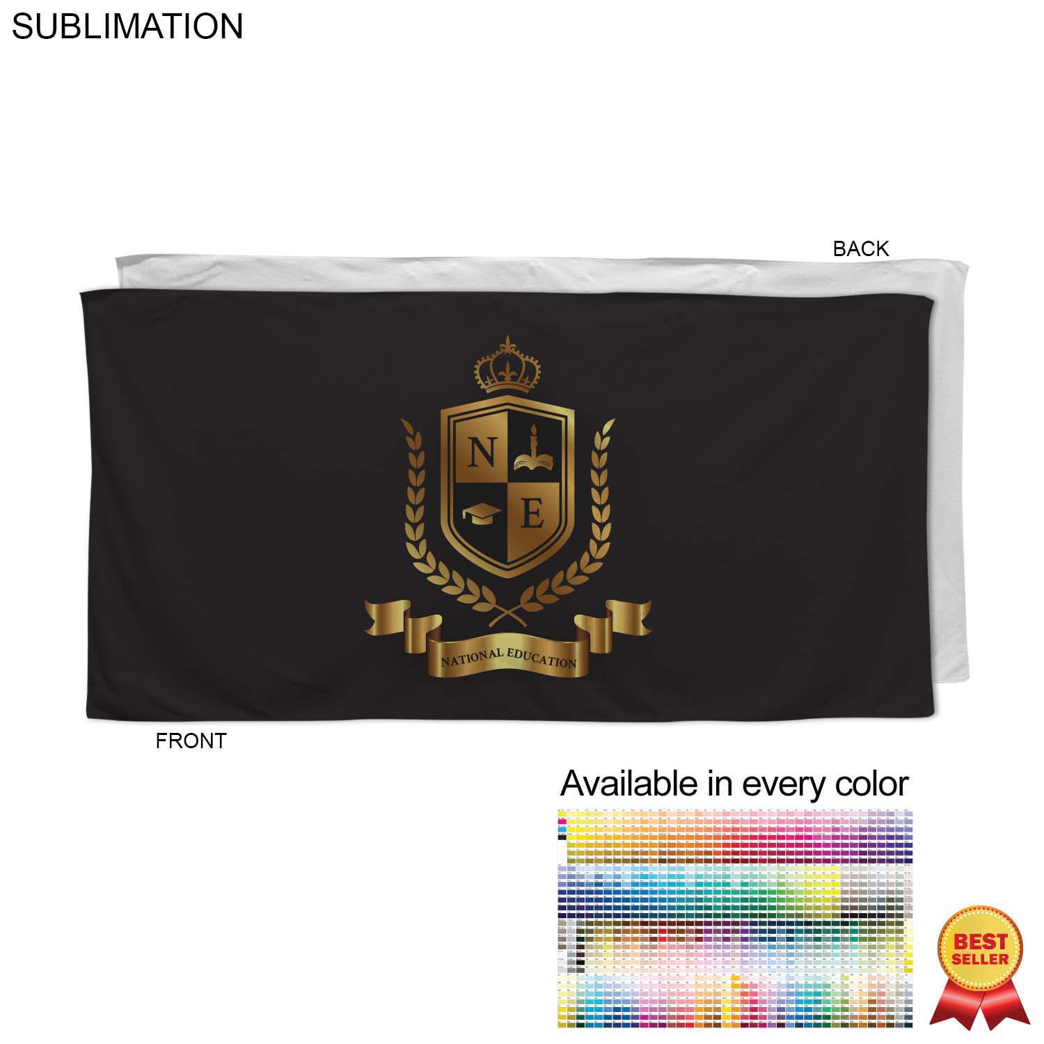Colored Microfiber DriLite Terry Beach Towel, 30x60, Sublimated in Any PMS color Edge to Edge 1 side 5
