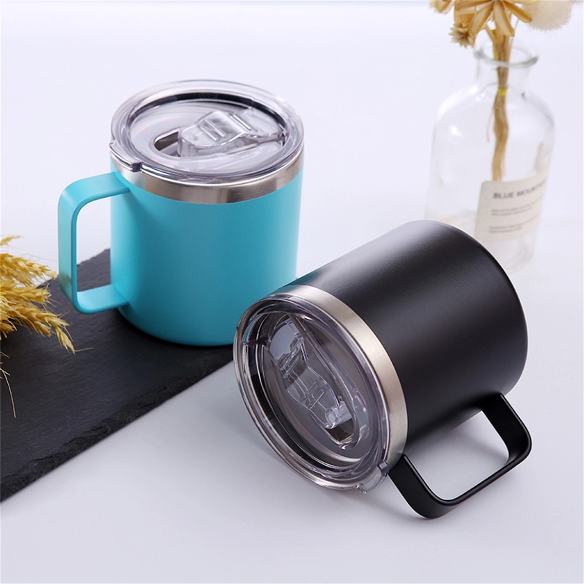 Stackable Mug Vacuum 12Oz Coffee Travel Cup With Handle 3