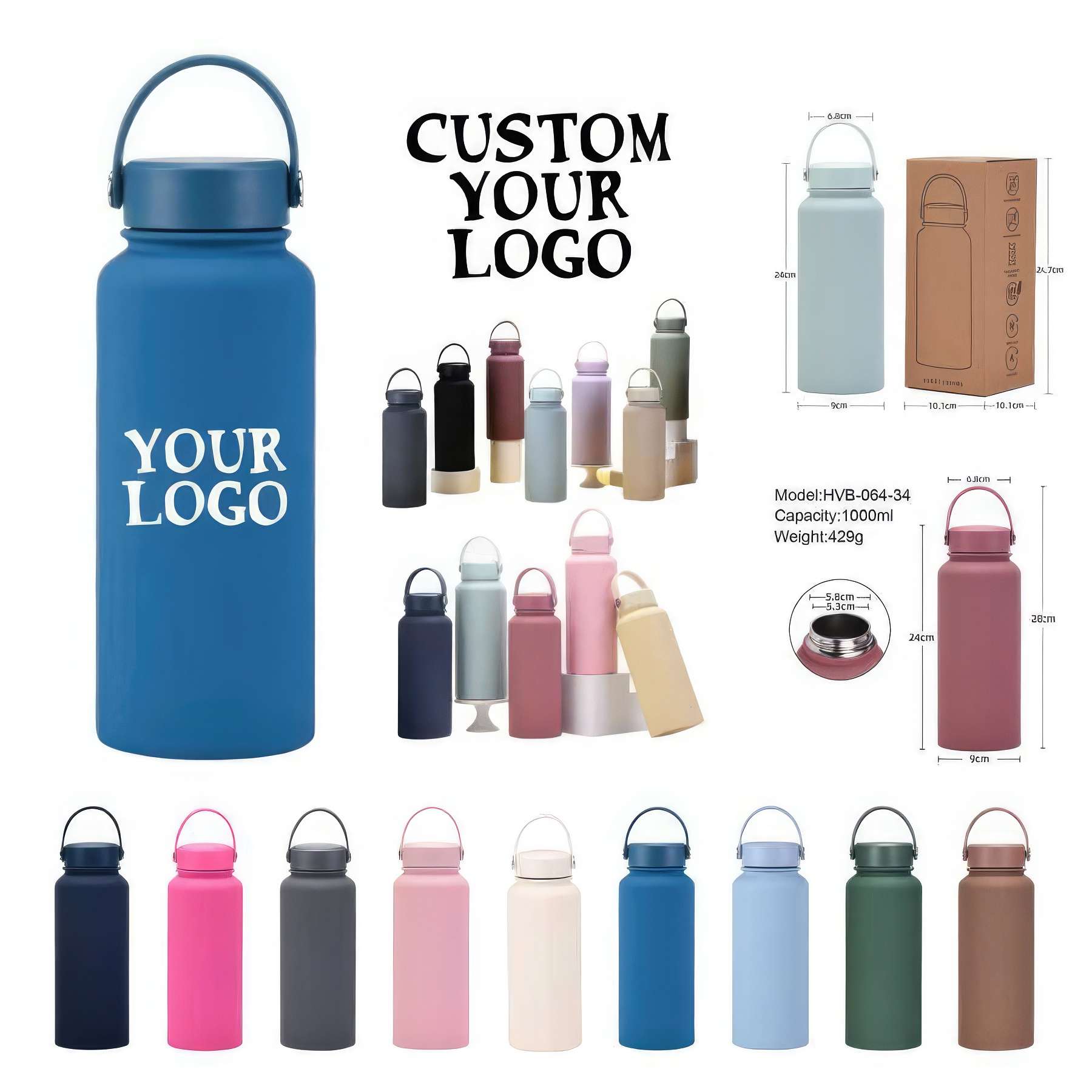 34 oz Stainless Steel Water Bottles Venti Cups, custom water bottle with logo imprint 3
