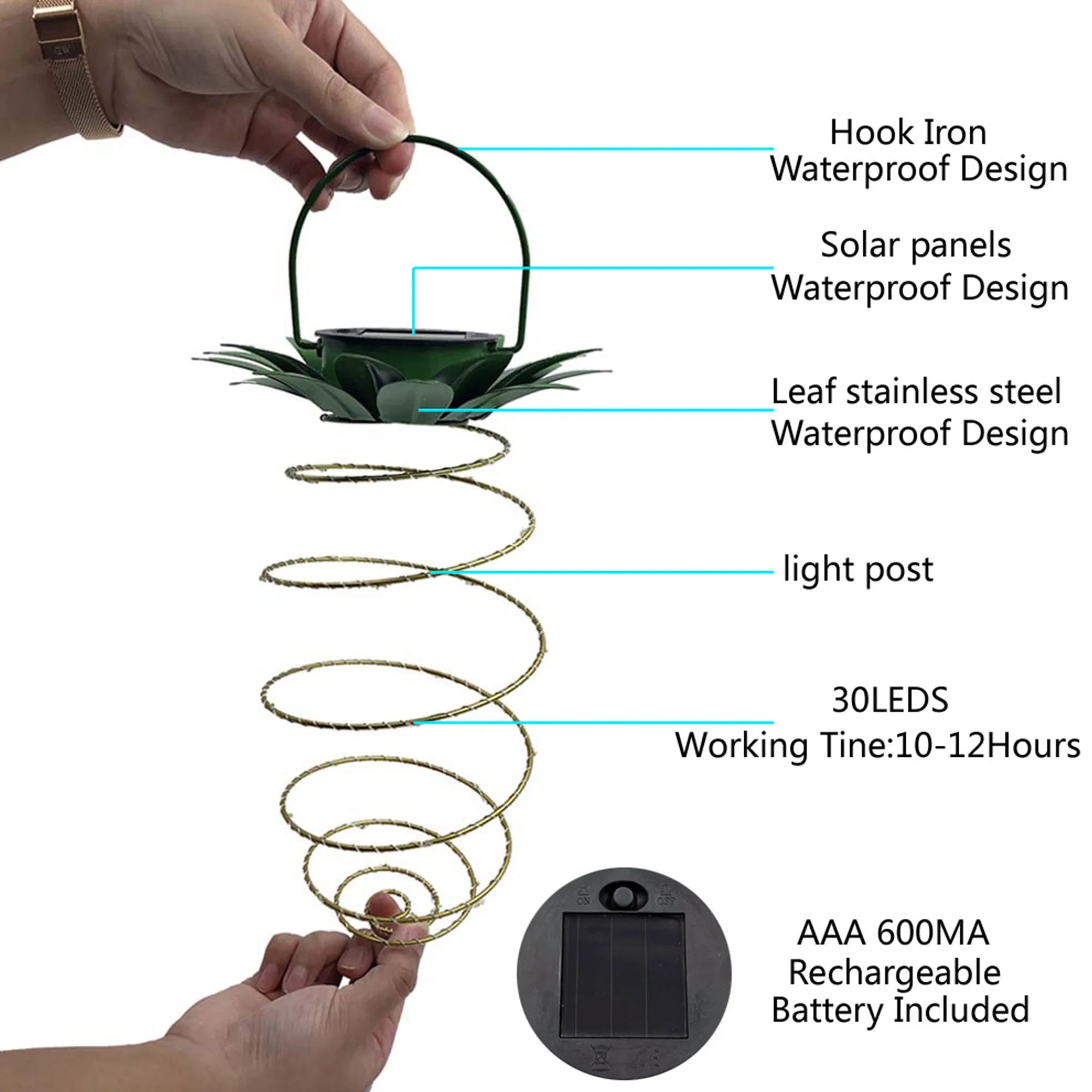 Upgraded Solar Pineapple Lantern With LED String Lights 5