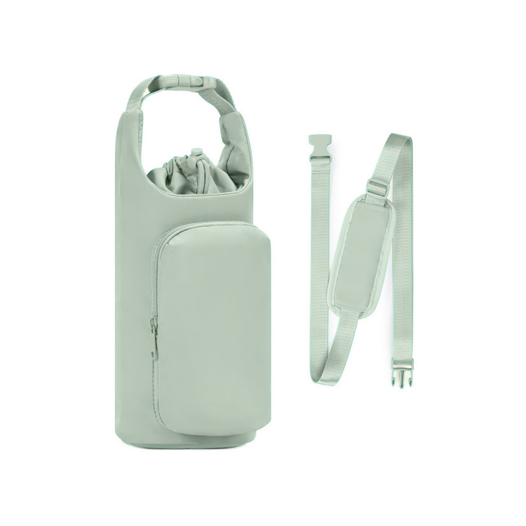 Insulated Bottle Carrier With Zipper Phone Pocket And Key Leash 4