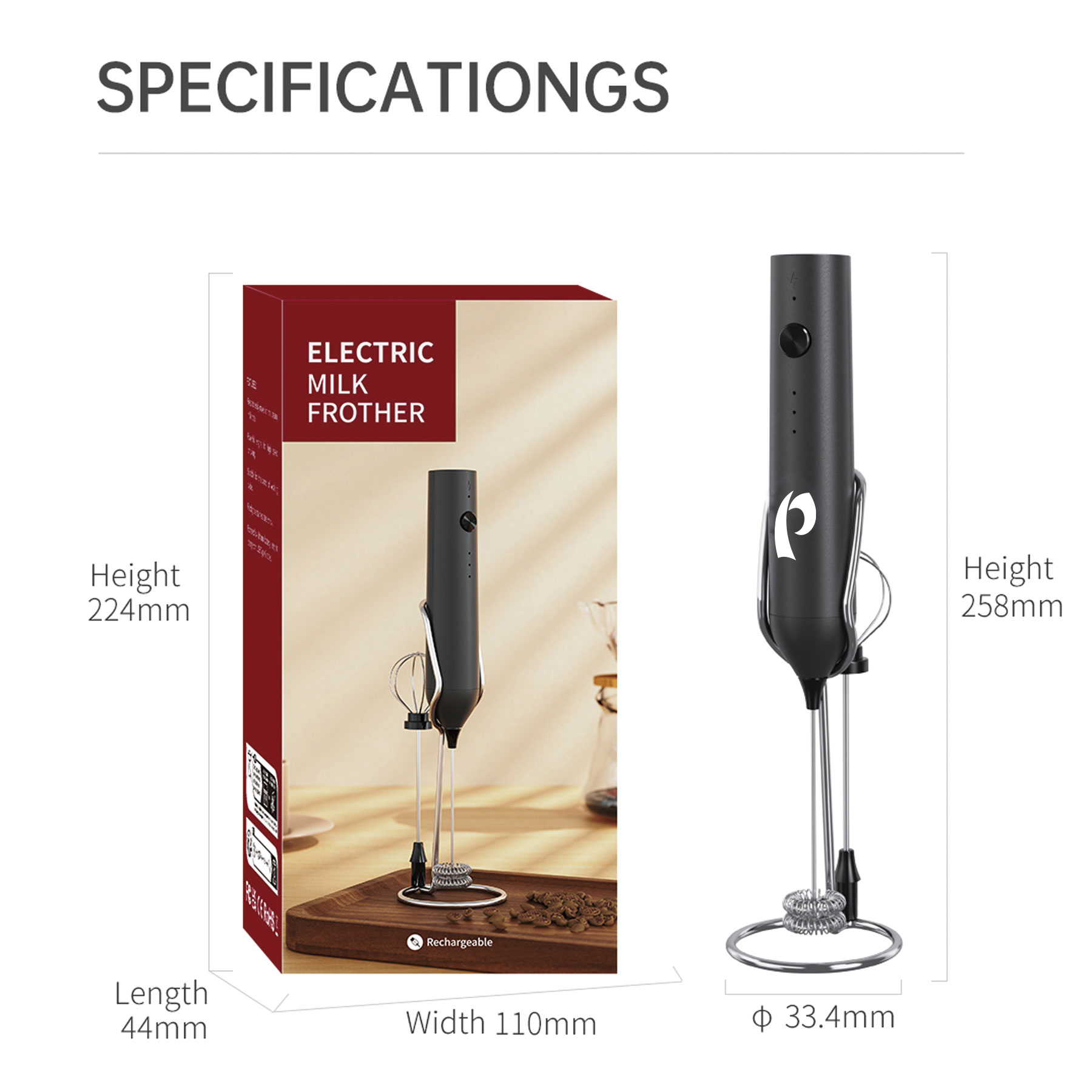 CafePro Electric Milk Frother – Rechargeable with 3 Speed Settings 13