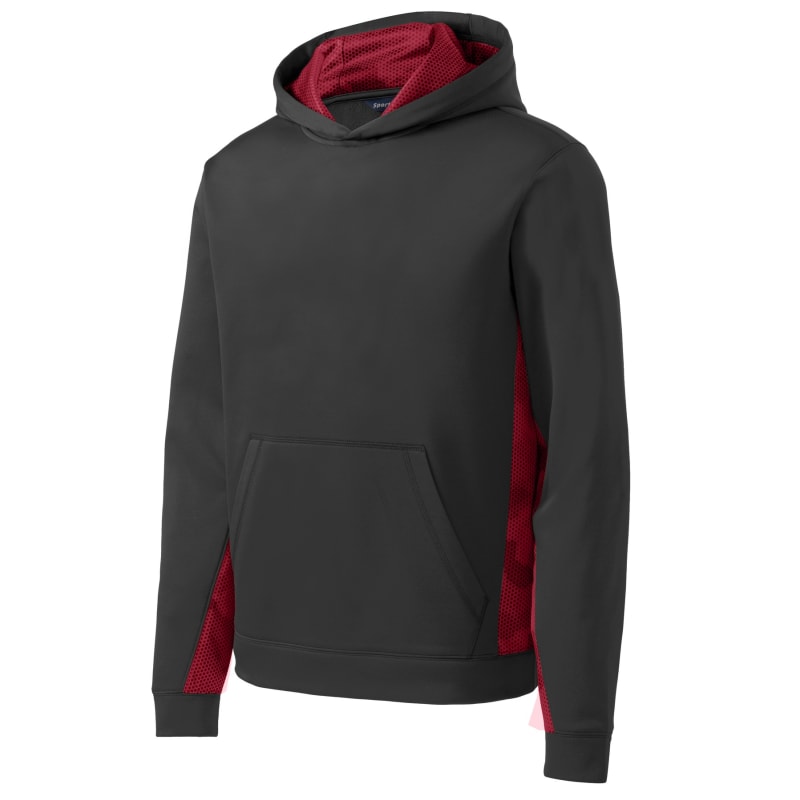 Sport-Tek Youth Sport-Wick CamoHex Fleece Colorblock Hooded Pullover. 19