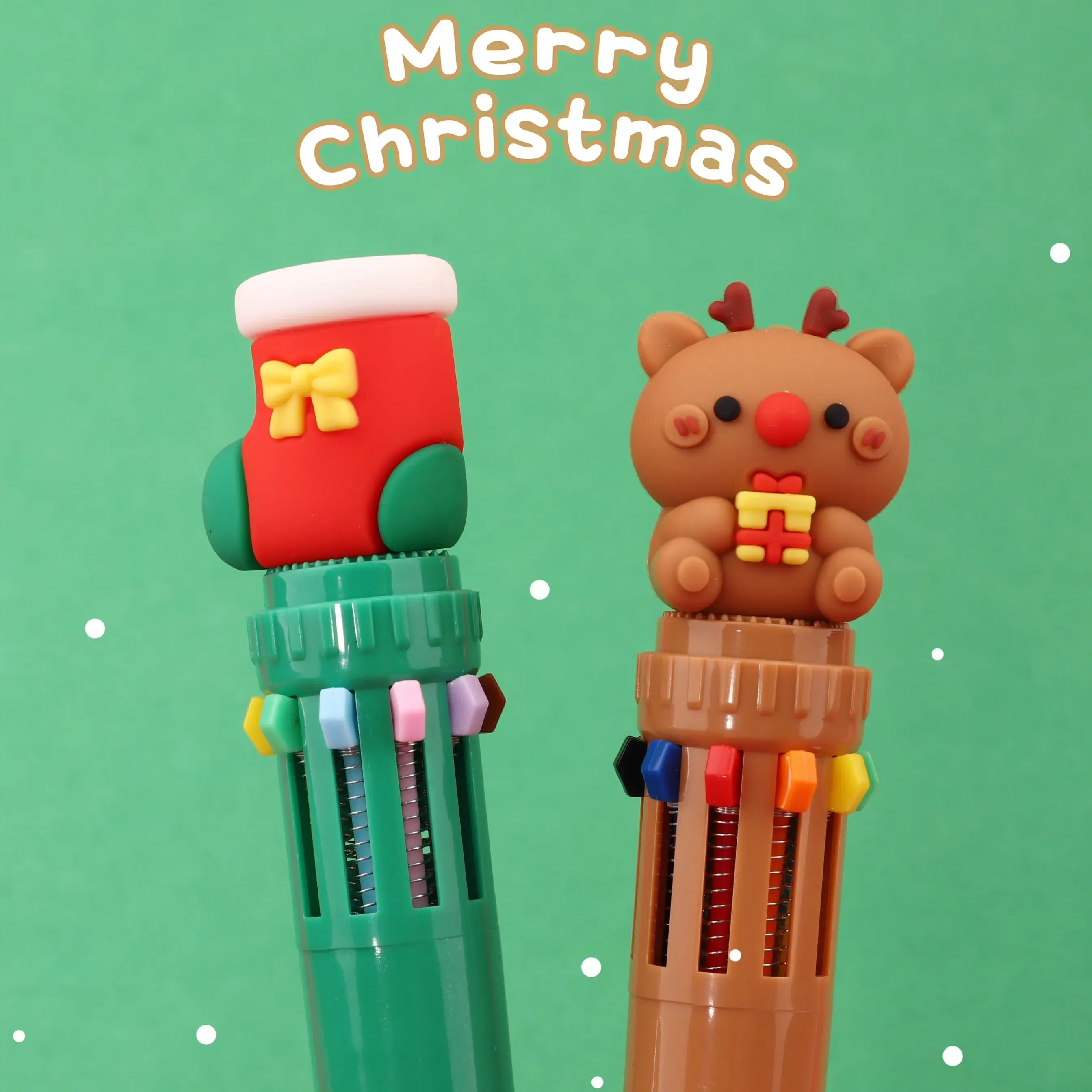 10 Colors Christmas Press Ballpoint Pen 5