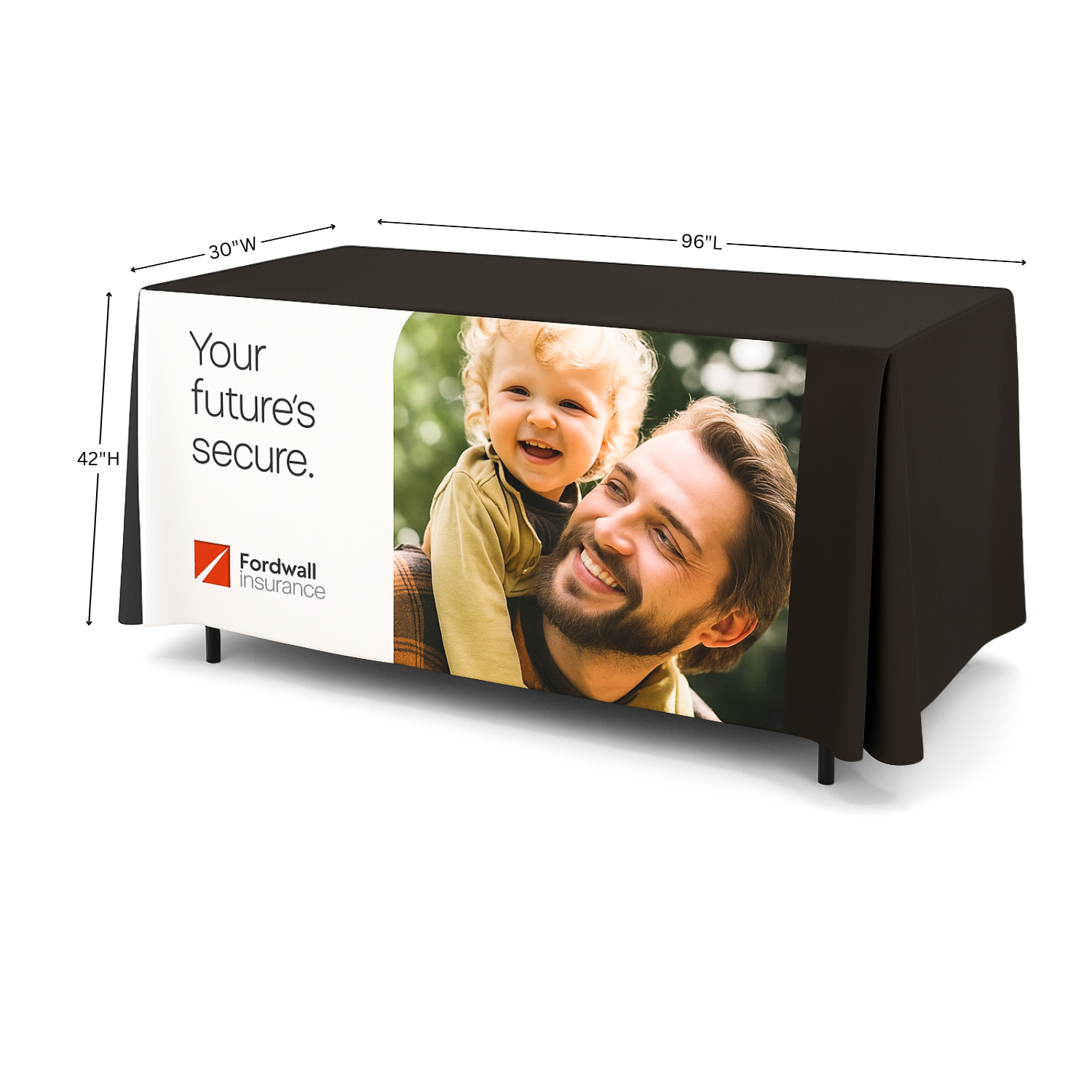 8' Fitted Table Cover, Front Panel Print (Bar Height, 42") 5