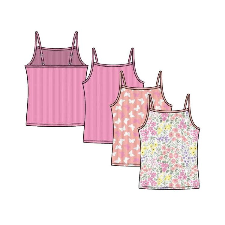Girls' Ribbed Camisoles - Assorted Colors Size 4-6X 3pk 1