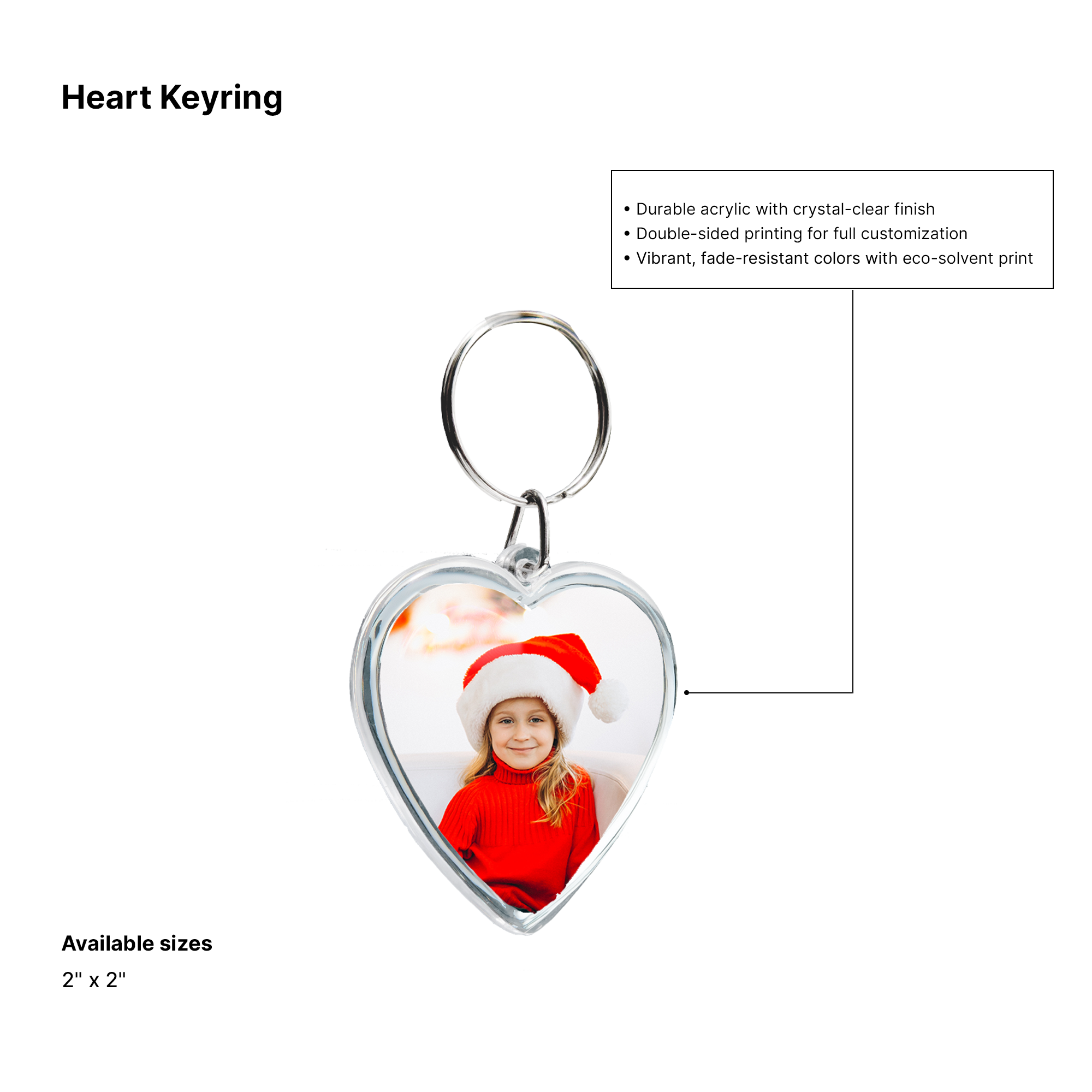 Custom Printed Heart Keyrings – Crystal-Clear Acrylic Promo Gifts & Fan Merchandise 2