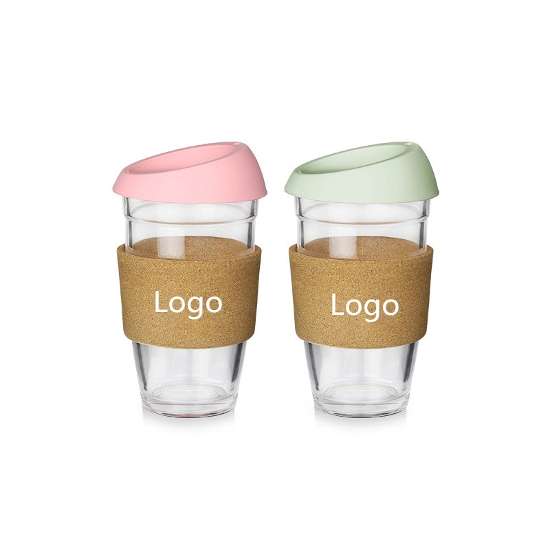 16oz Reusable Glass Coffee Travel Mug with Lid 1
