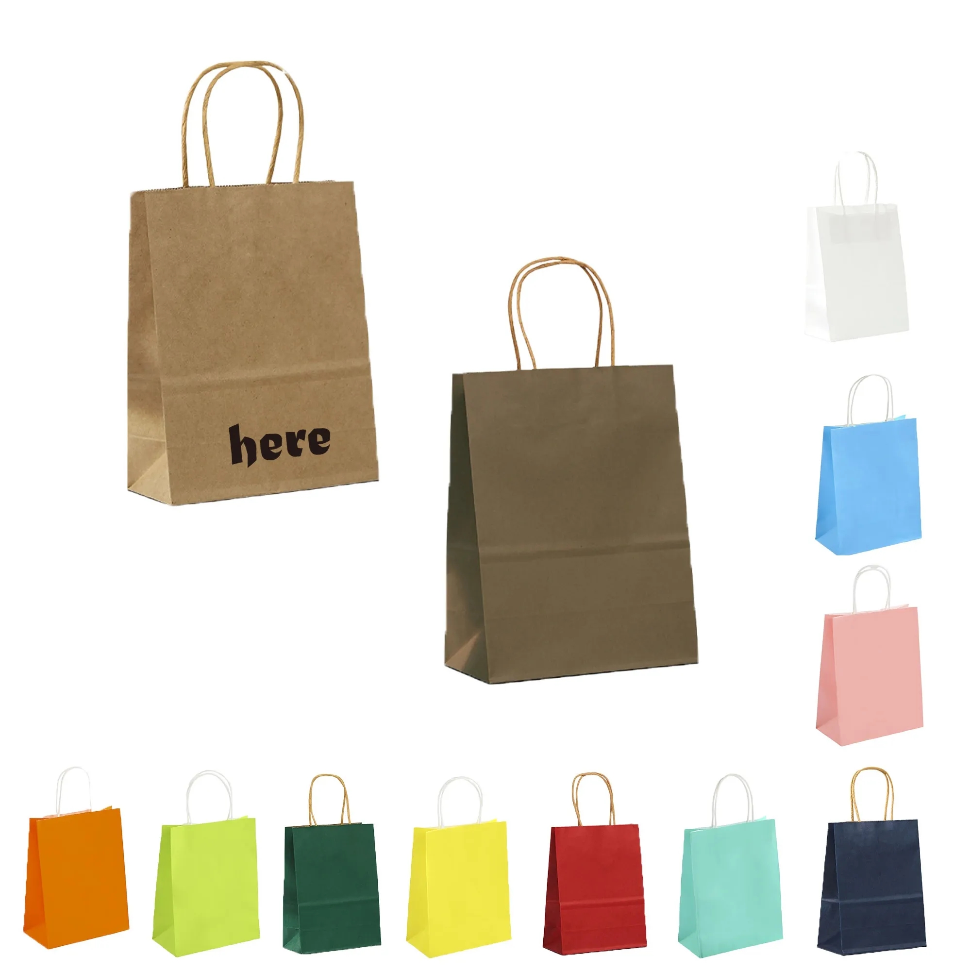 Eco Kraft Paper Tote Bag Handle Pouch 2