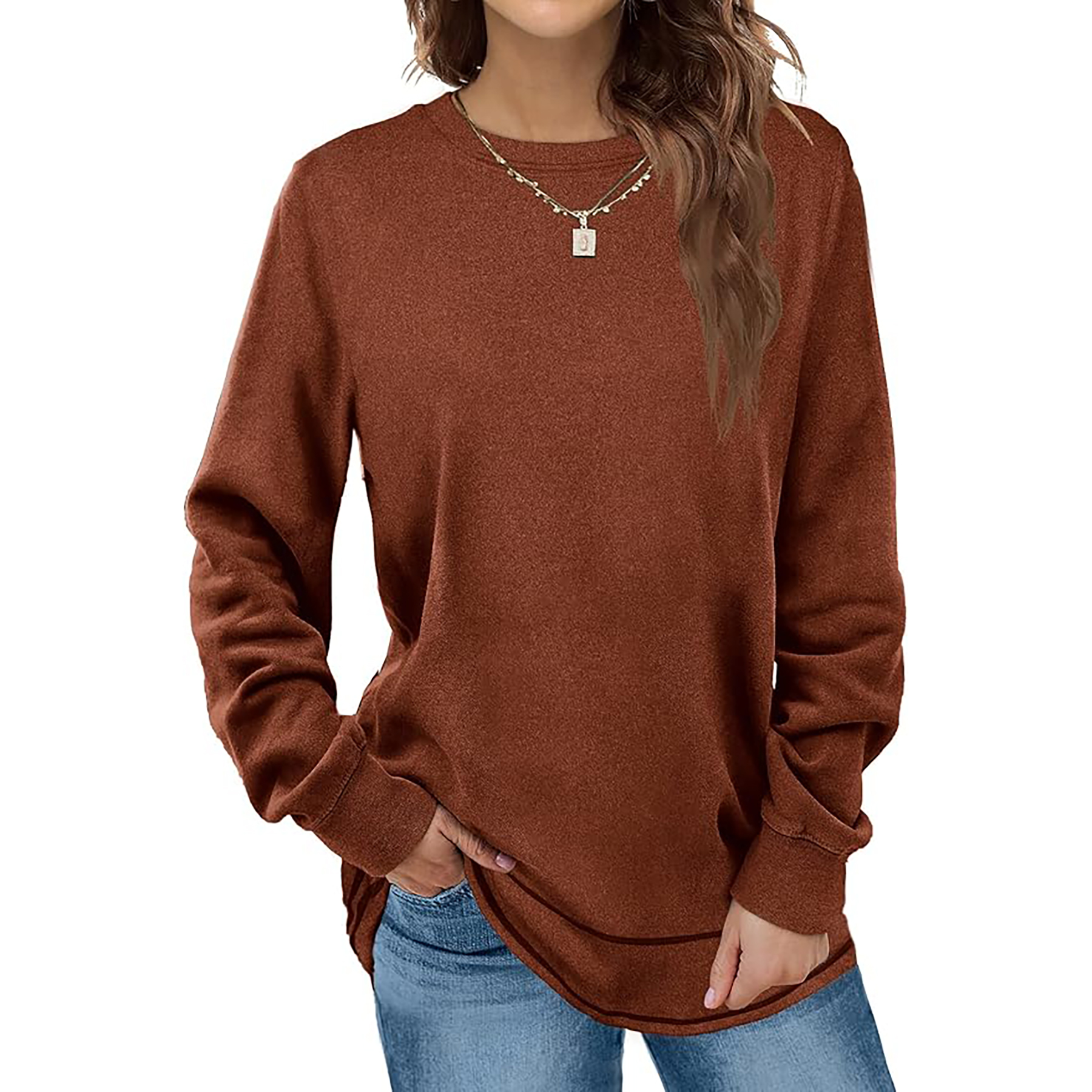 Women's Round Neck Long Sleeve Shirt 19