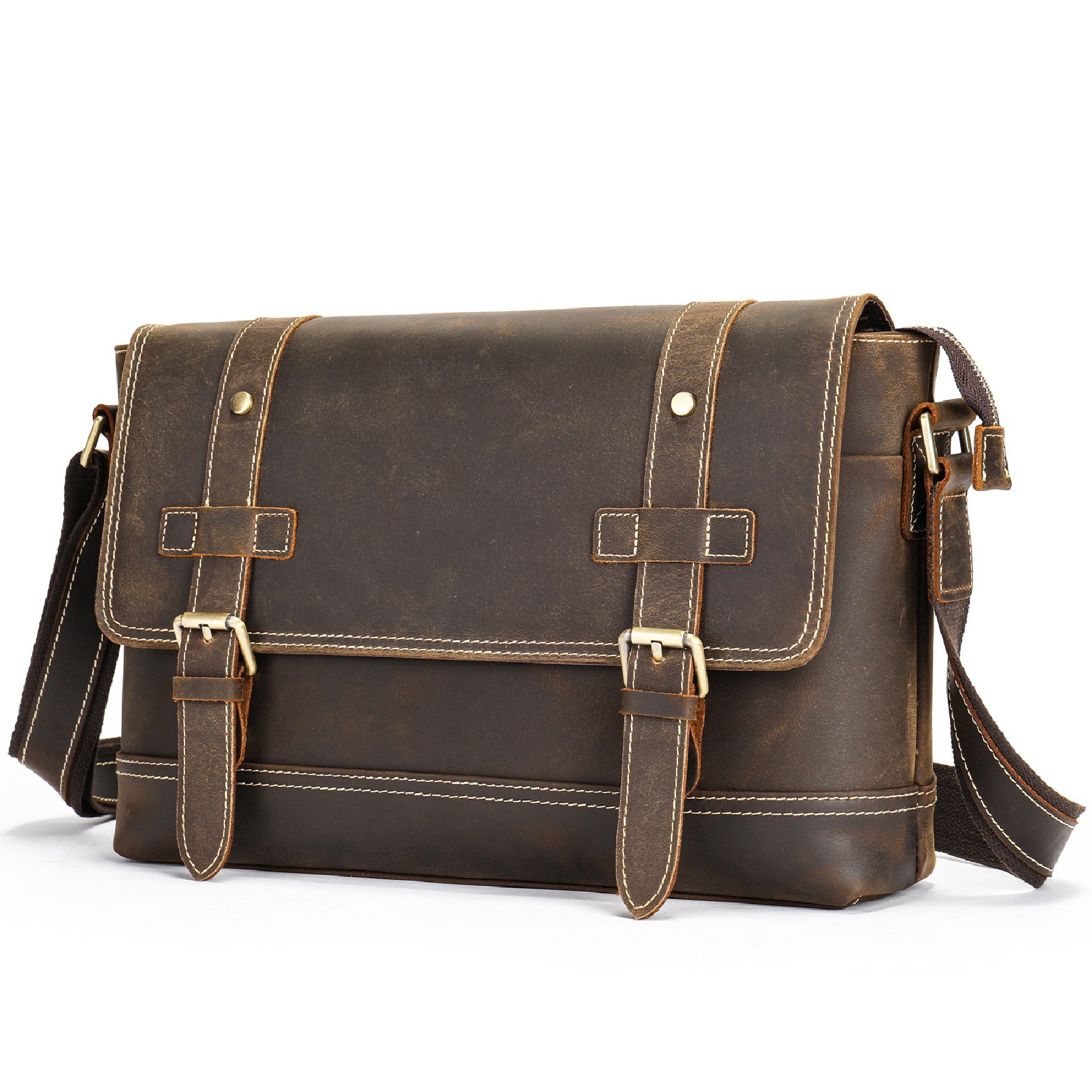 Vintage Leather Office Bag Laptop Backpack 3