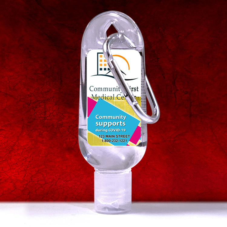 1.0 oz Hand Sanitizer Antibacterial Gel in Flip-Top Bottle with Carabiner 1