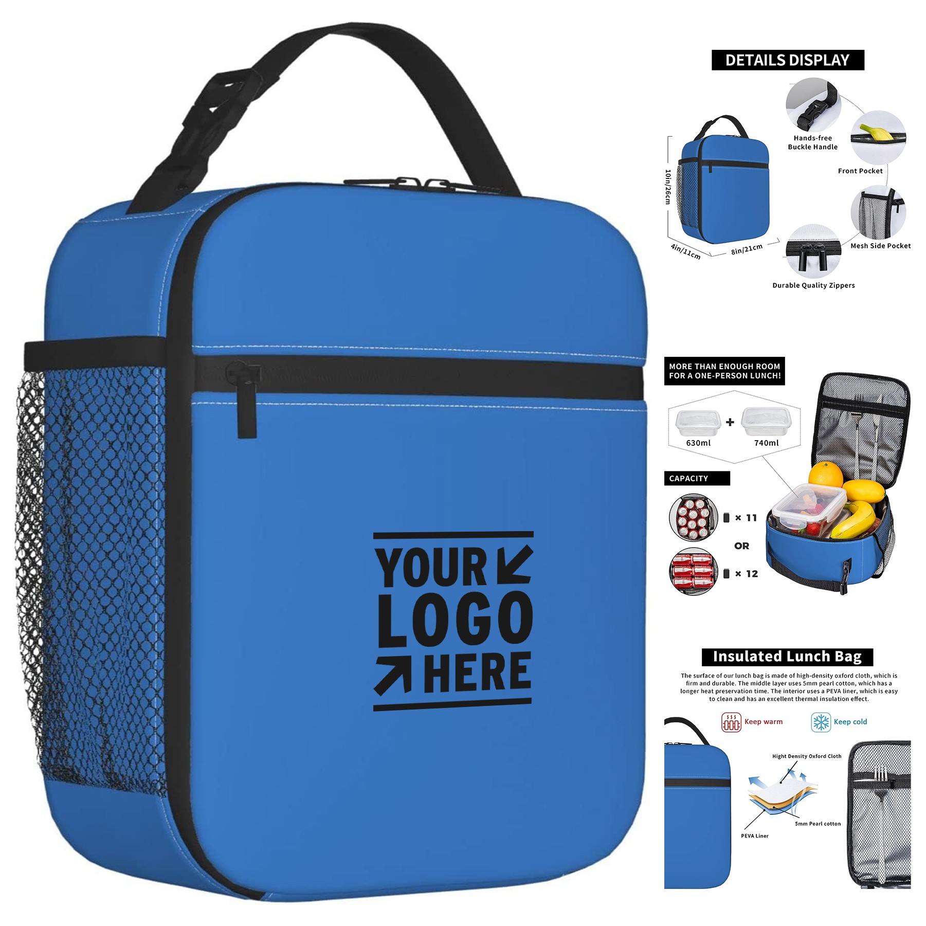 Royal Kid Boy Girl Women Men Leakproof Reusable Pail Cooler Lunch Box Insulated Bag 3