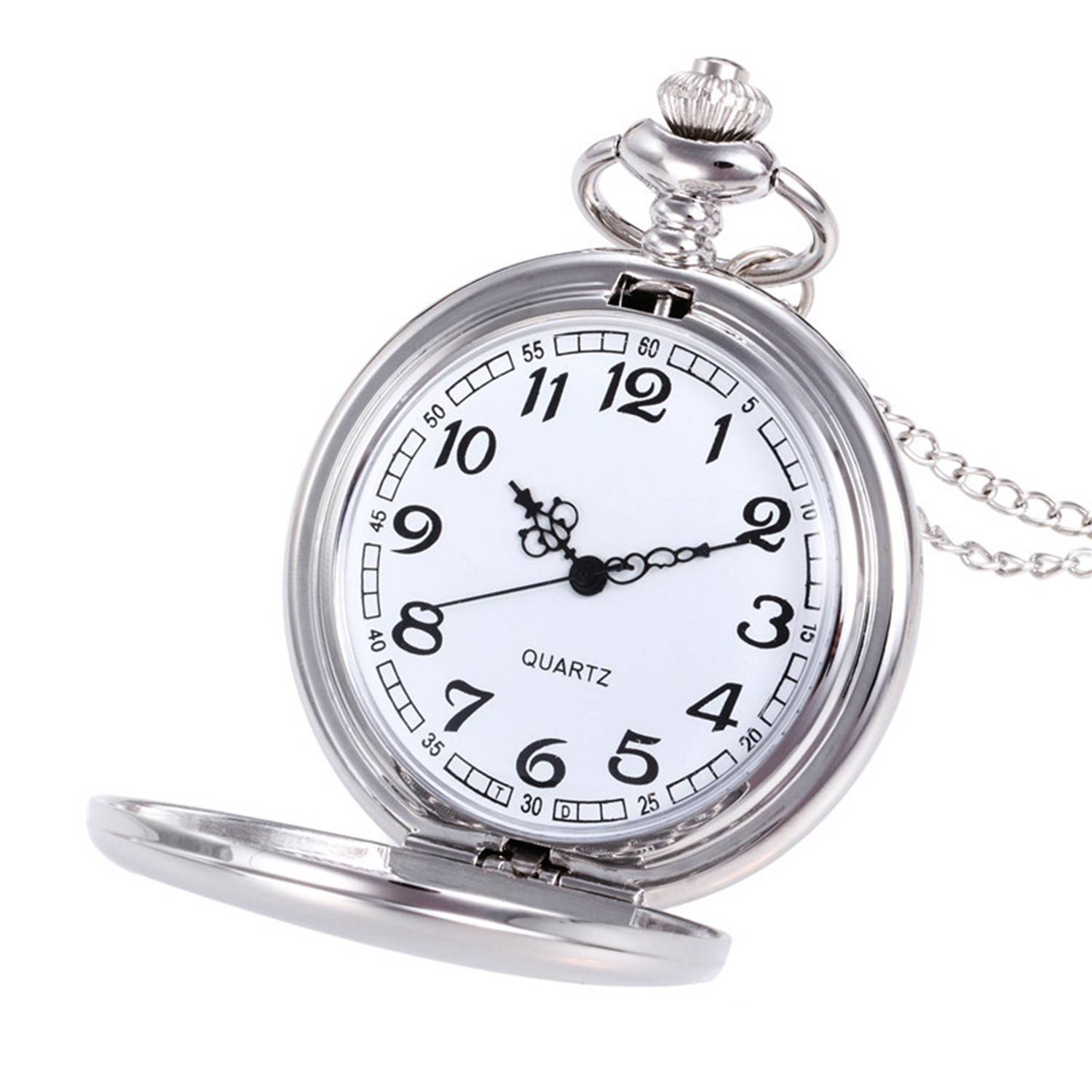 Classic Smooth Round Vintage Quartz Pocket Watch 4
