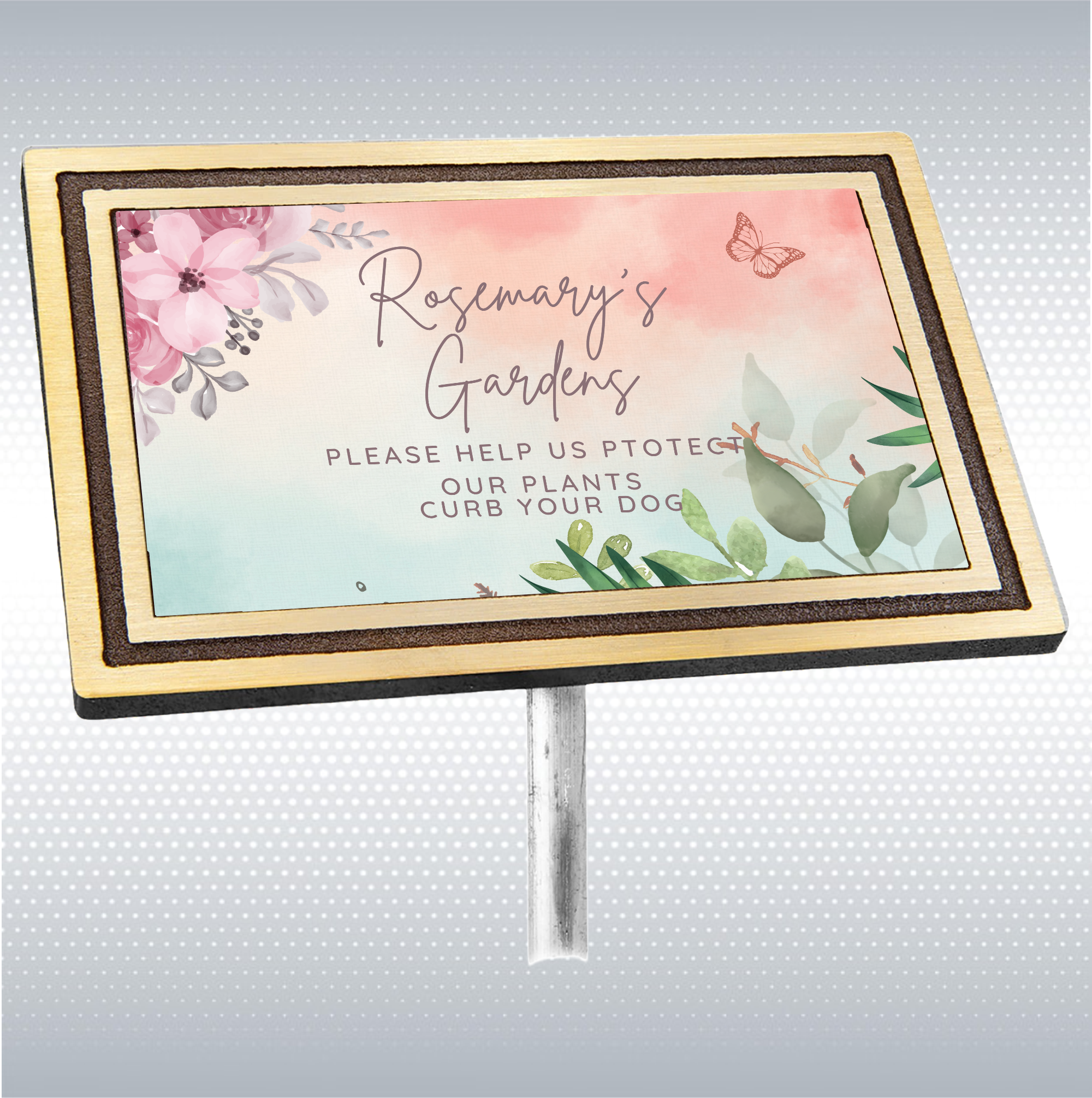 Bronze/Brown Rectangle Solid Cast Aluminum Sign with 24" Aluminum Rod (6"x4") 9