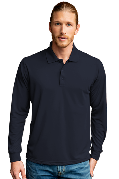 Vansport Omega Long Sleeve Solid Mesh Tech Polo 12