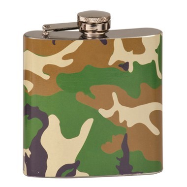 6oz Stainless Steel Flask - Camouflage, custom water bottle with logo imprint 2