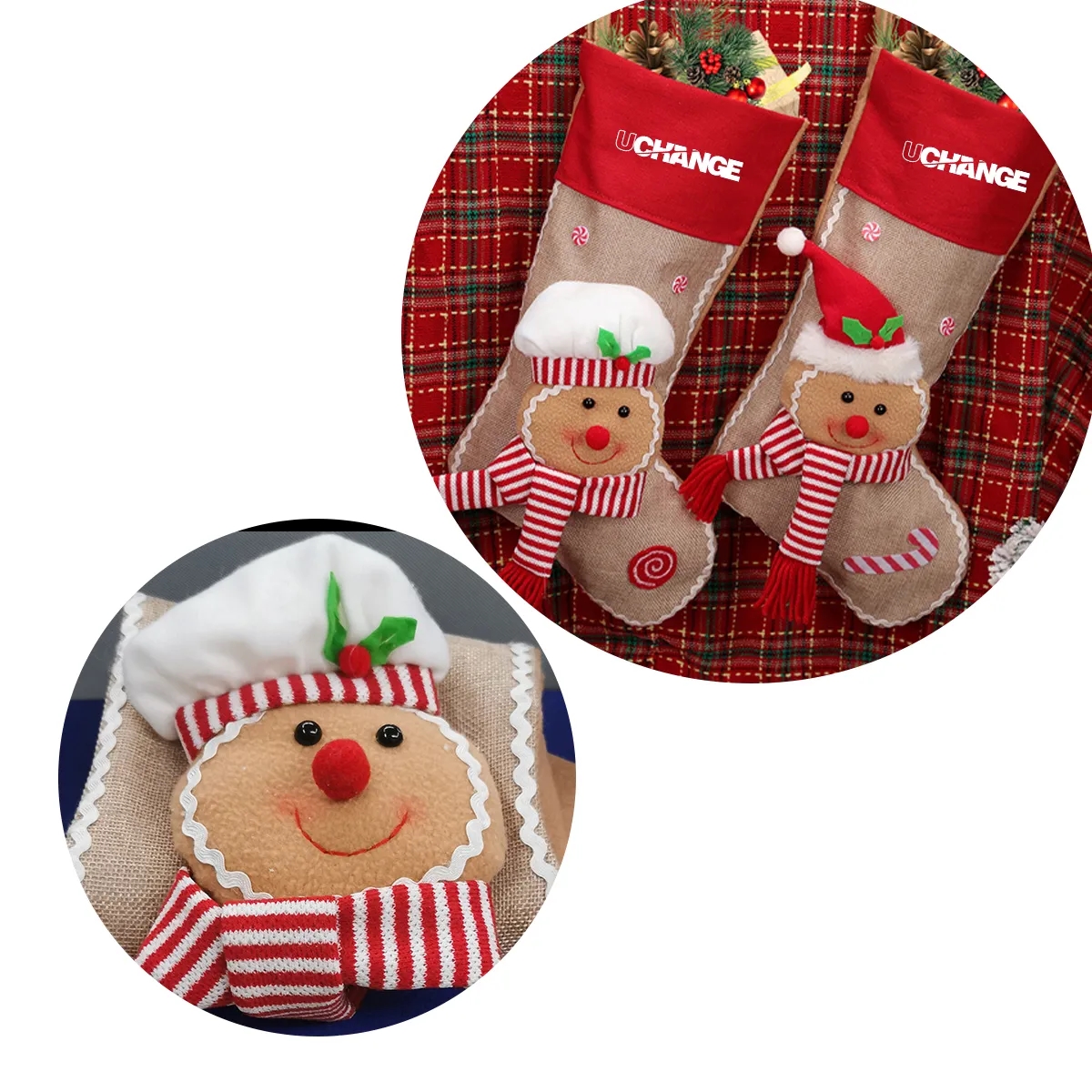 Gingerbread Applique Christmas Stocking 3