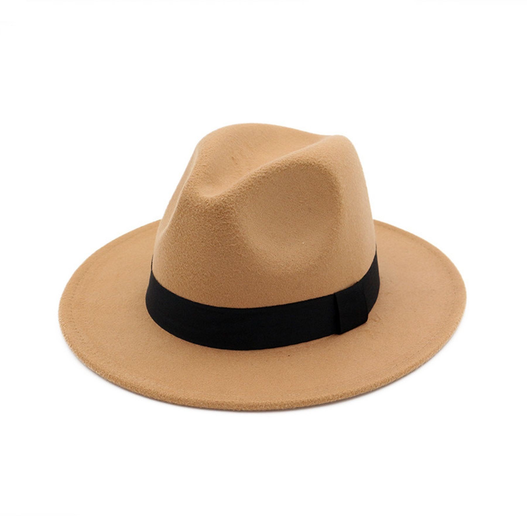 Classic Wide Brim Wool Felt Panama Fedora Hat Jaze Cap 7