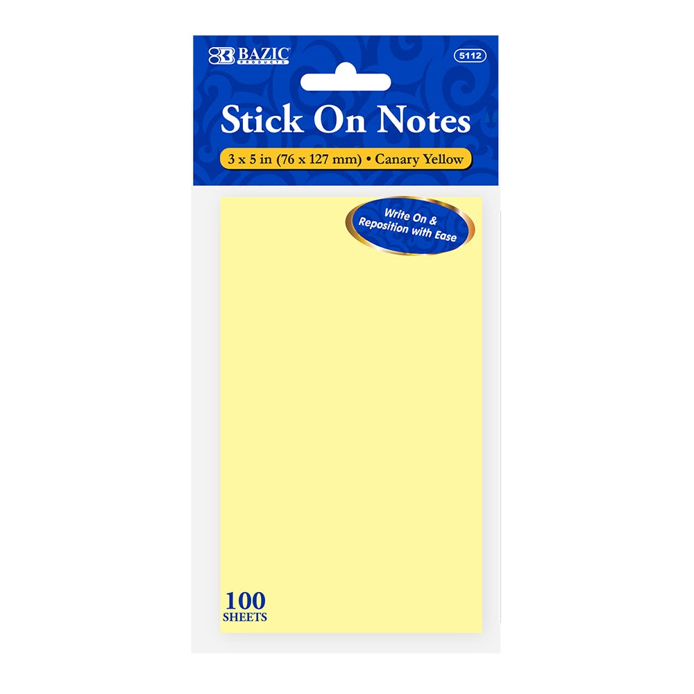 Stick On Notes - 3" x 5" 100 Sheets Assorted Pastels 2