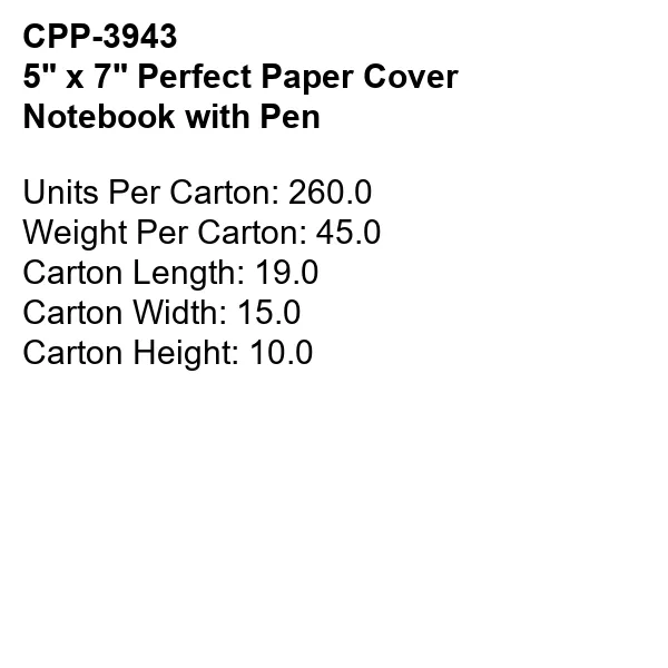 5" X 7" Perfect Paper Cover Notebook with Pen 13