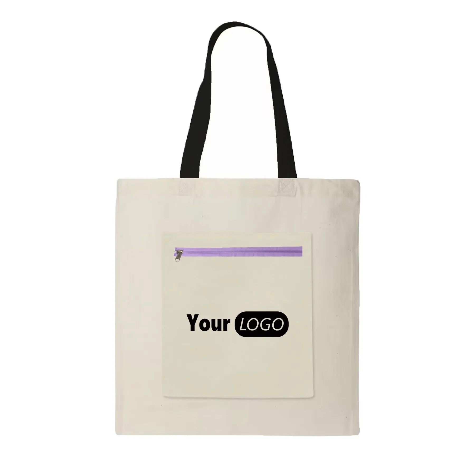 Cotton Tote Bag with Pocket 12" x 10", custom tote bag with logo imprint 2