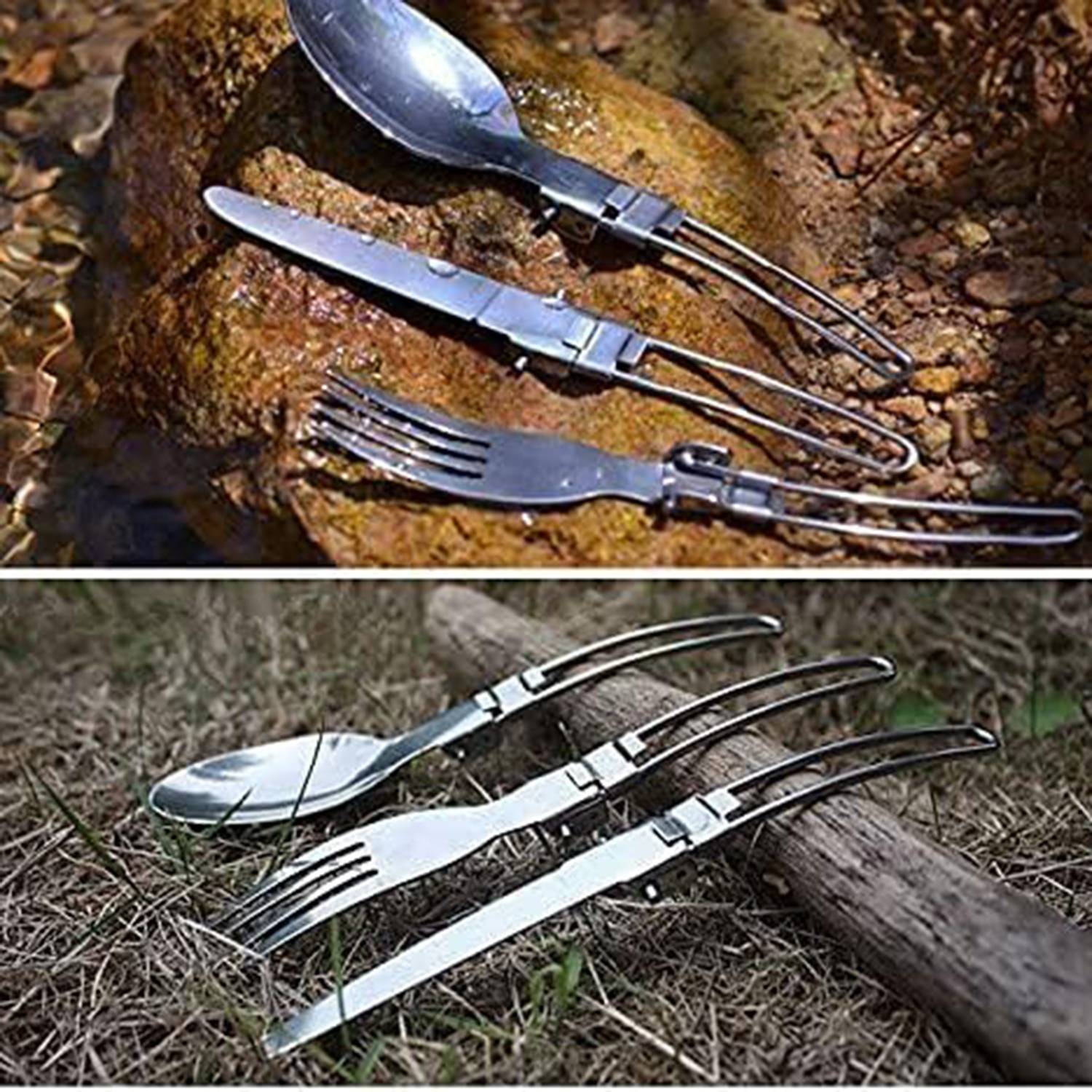 Foldable Portable Spoon Fork Knife Set for Camping 5