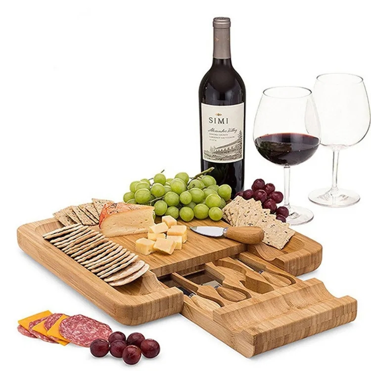 Bamboo Cheese Board and Knife Set 4