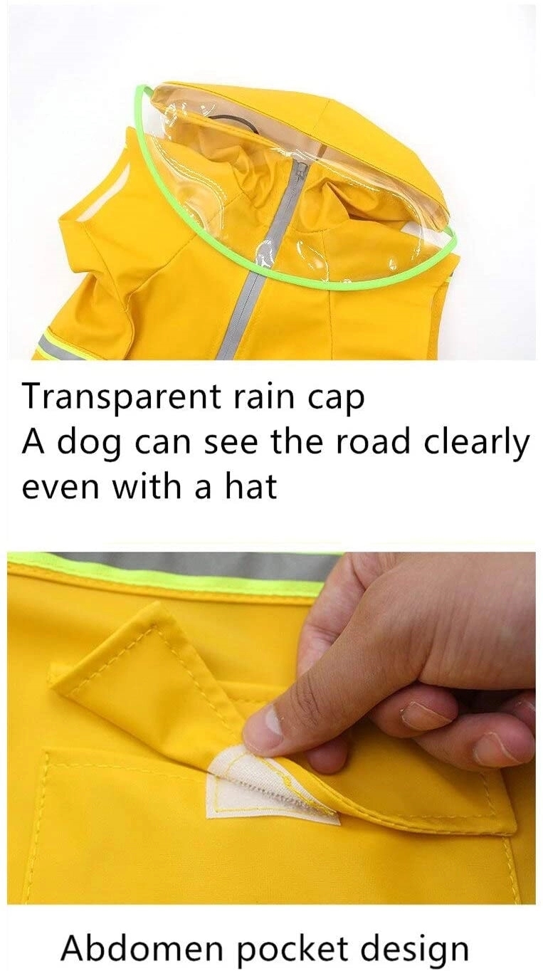 Raincoats for Large Dogs with Reflective Strip Rain 1