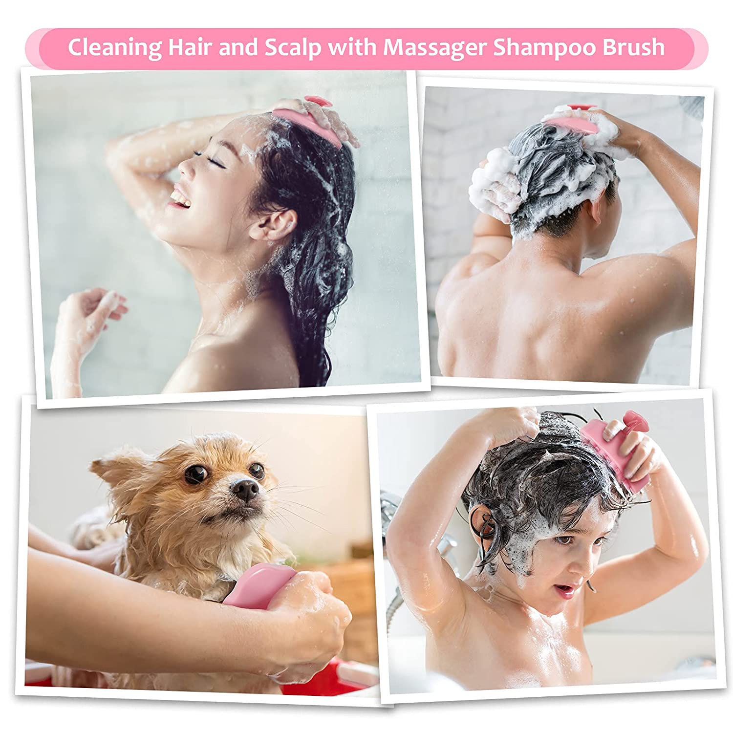 Hair Shampoo Brush w/ Soft Silicone Scalp Massager 6