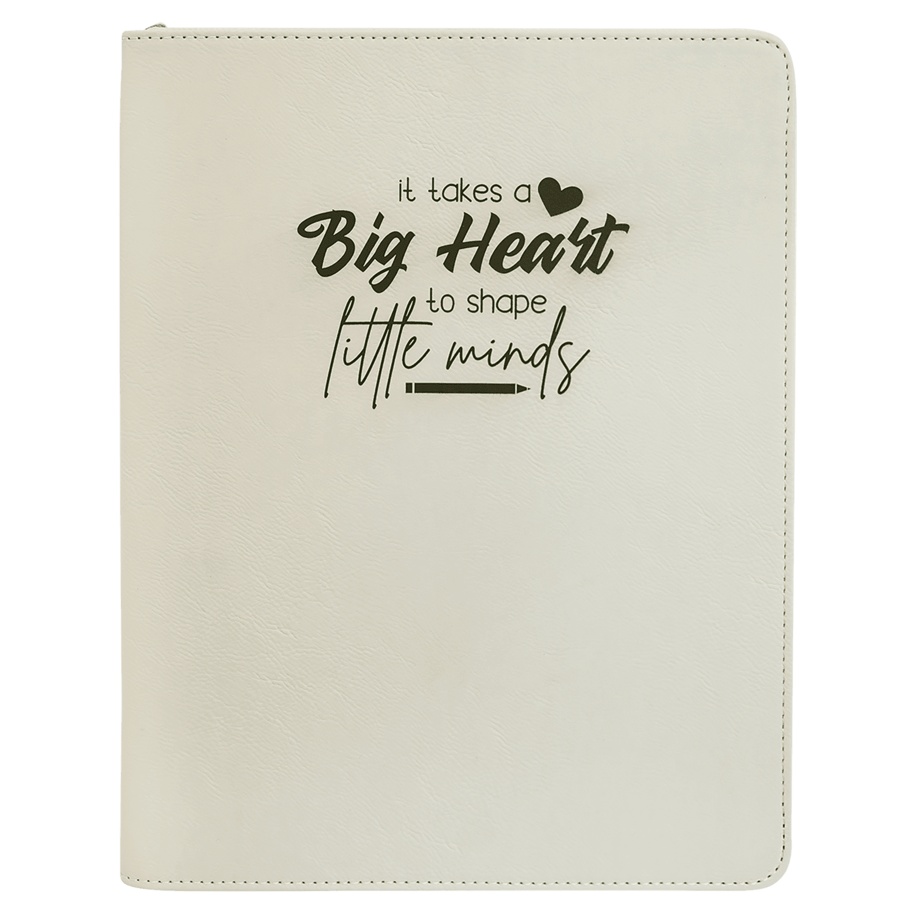 9 1/2" x 12" White with Zipper Leatherette Portfolio with Notepad 2