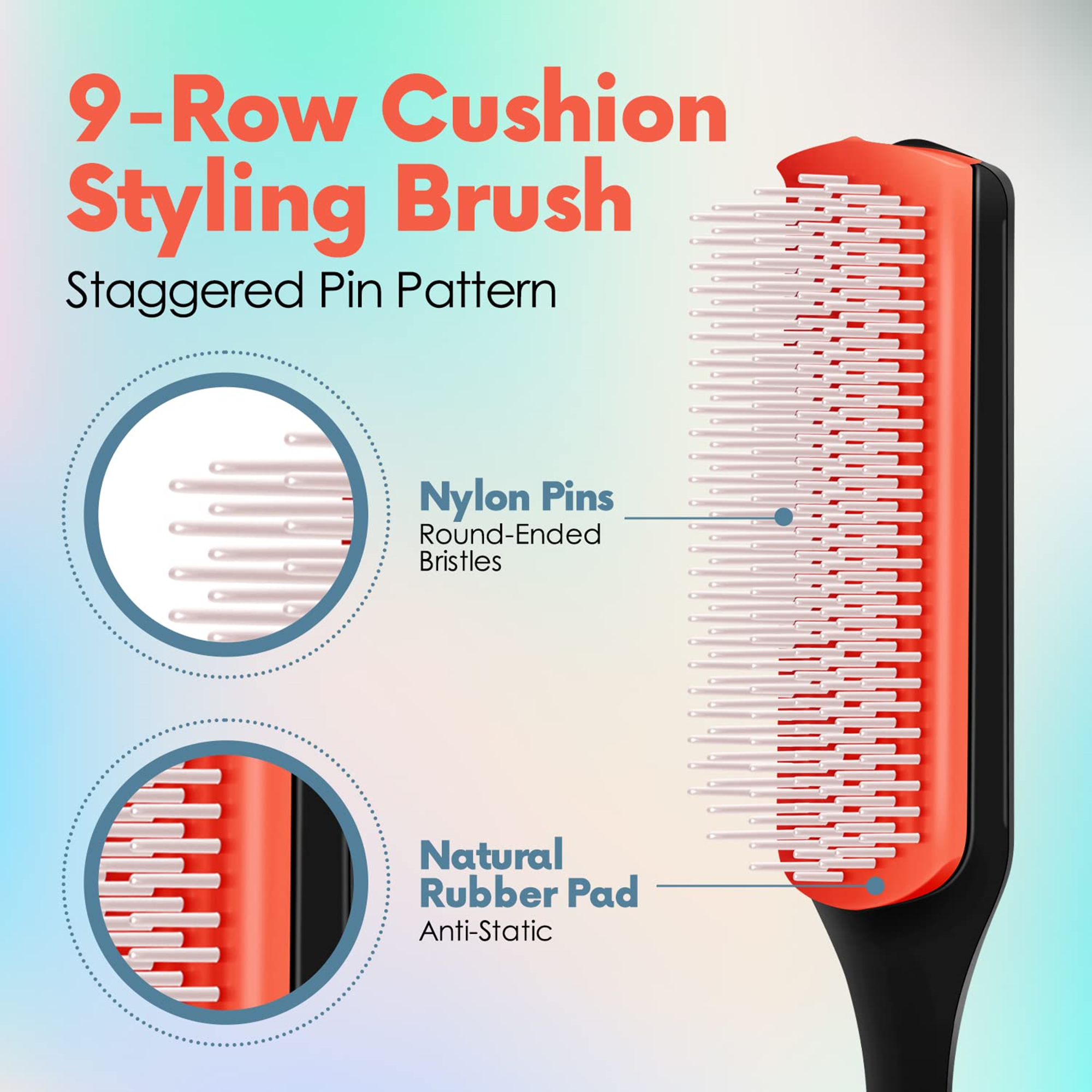9 Row Curly Hair Brush For Styling 2