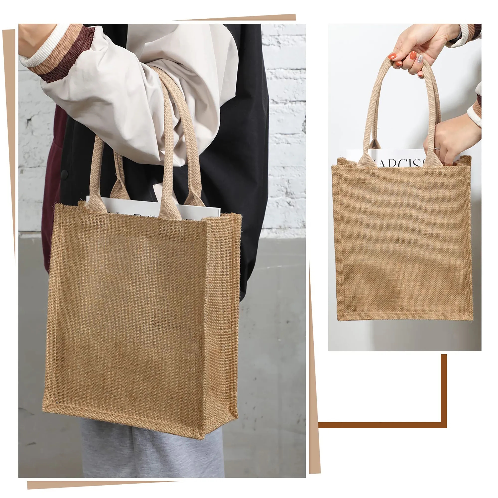 14" x 16" x 19" Large Burlap Tote Bag 9