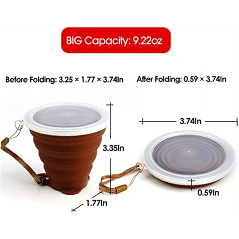 Silicone Folding Camping Cup with Lids 3