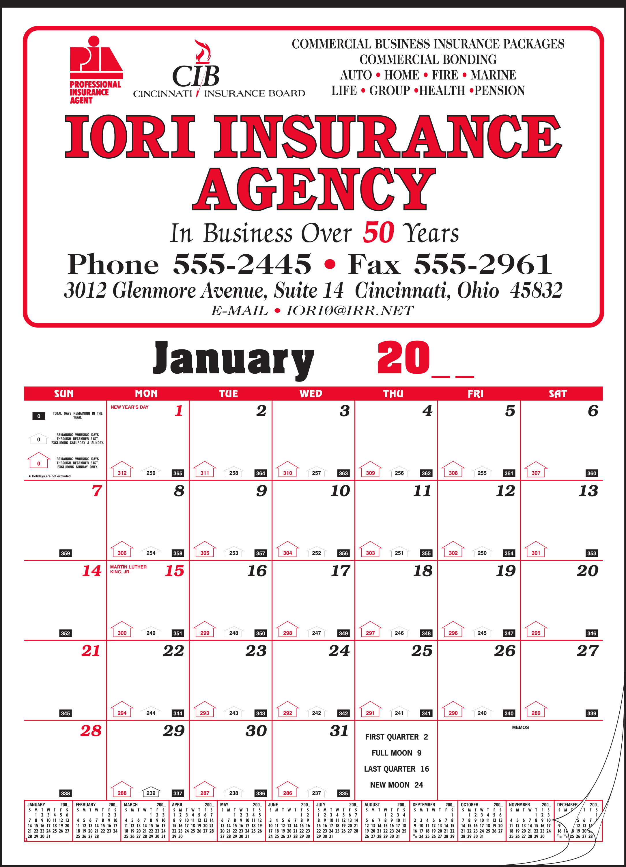 Style 75 Contractor's Bid Twelve Sheet Calendar 2