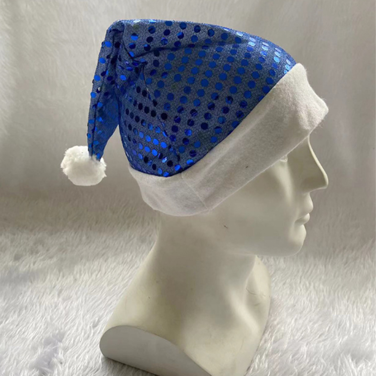 Sequin Christmas Santa Hat with Pom and Custom Logo Band 5