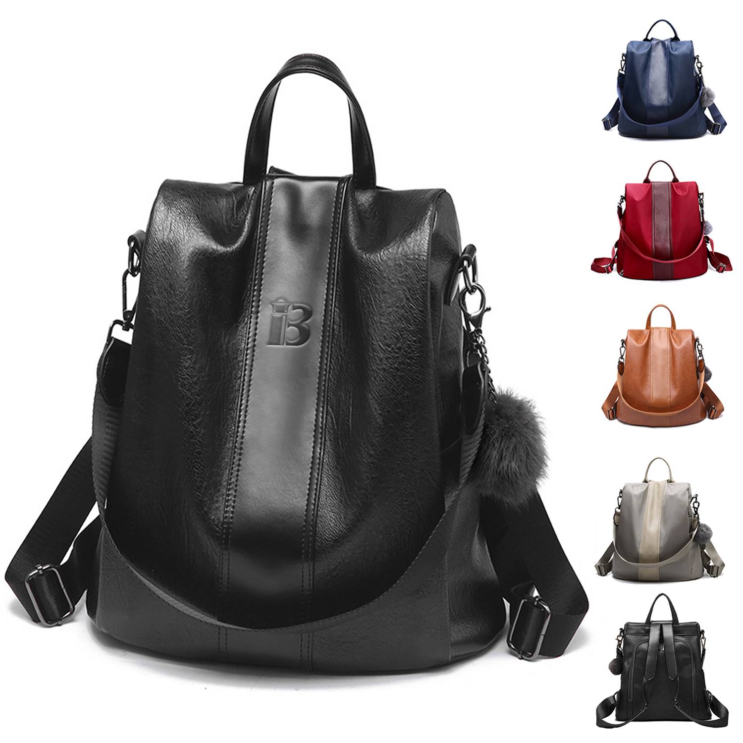PU leather /Nylon Waterproof Women Backpack 8
