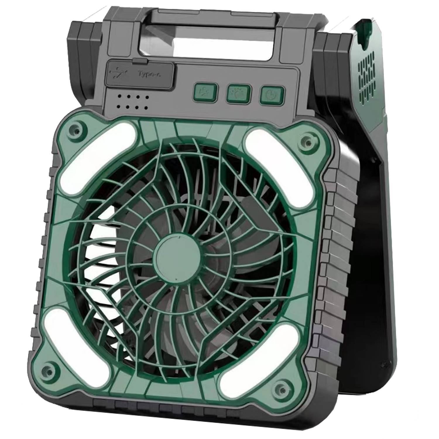 USB Rechargeable Solar Powered Camping Fan w/ LED Light 2