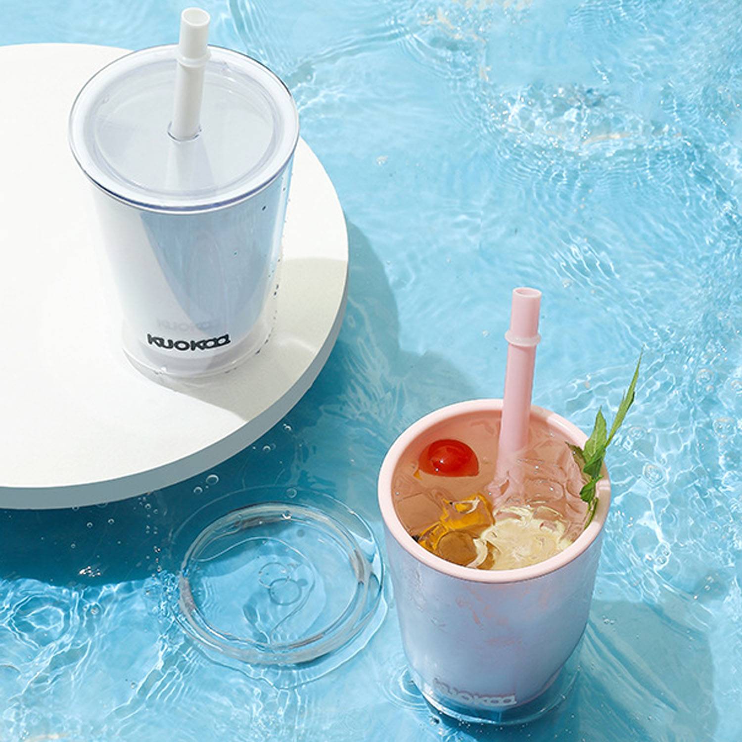 Double Layered Plastic Straw Water Cup 5
