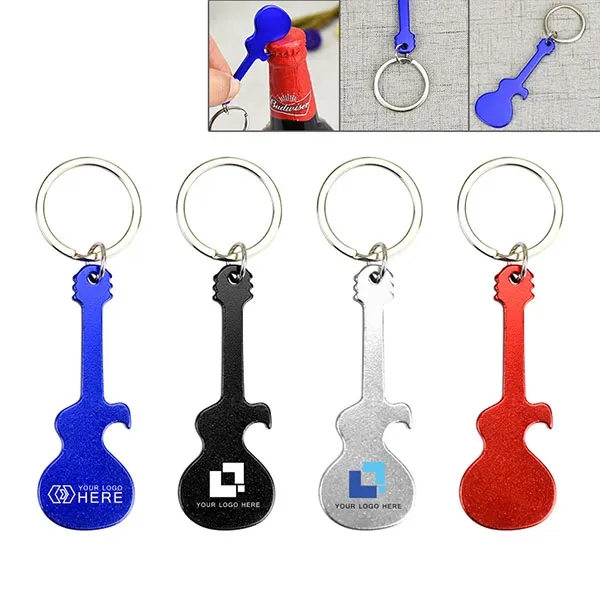 Aluminum Guitar Bottle Opener Keychain 2