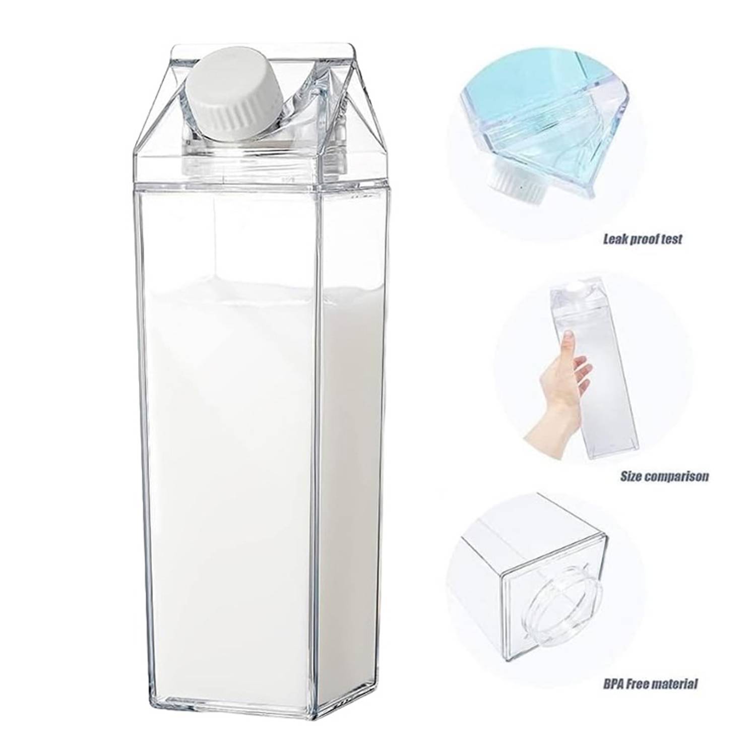 34oz Milk Carton Shape BPA-Free Plastic Water Bottle 2