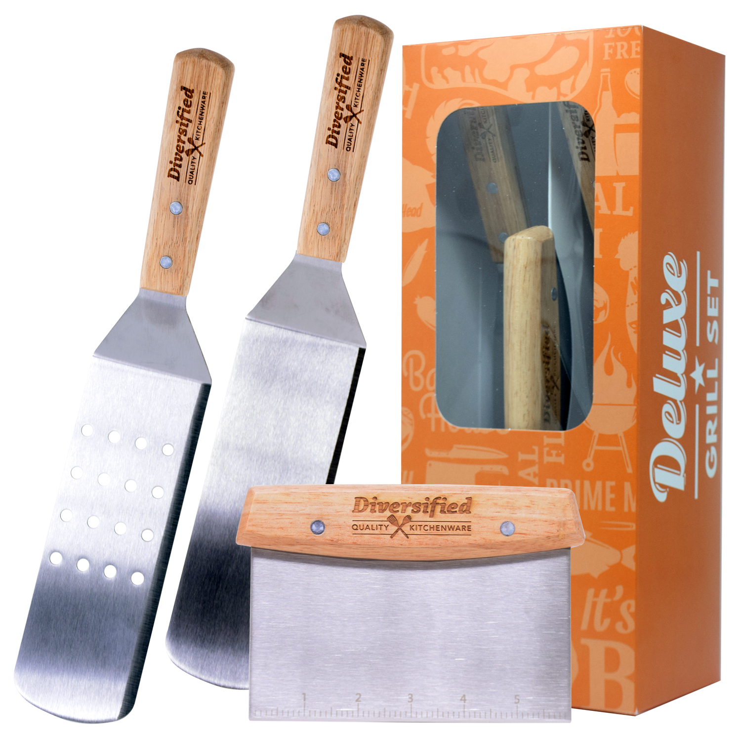 Deluxe Grilling Scraper & Flippers Set 8