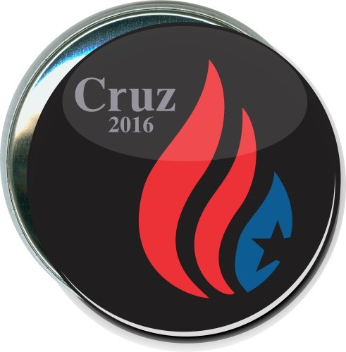 Cruz 2016, Red and Blue Flame, Political Button
