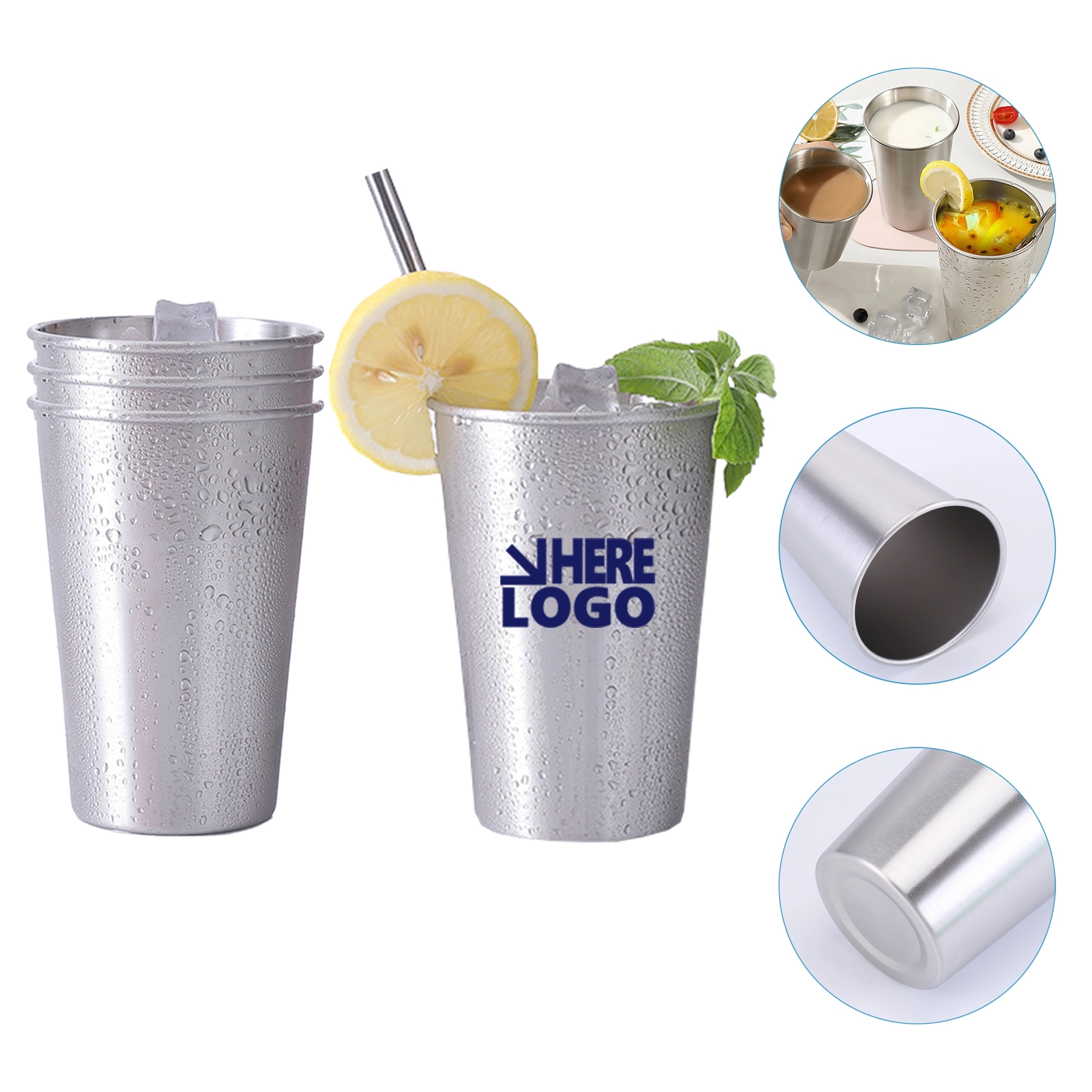 Stainless Steel Pint Glass 16 oz MOQ 100 PCS