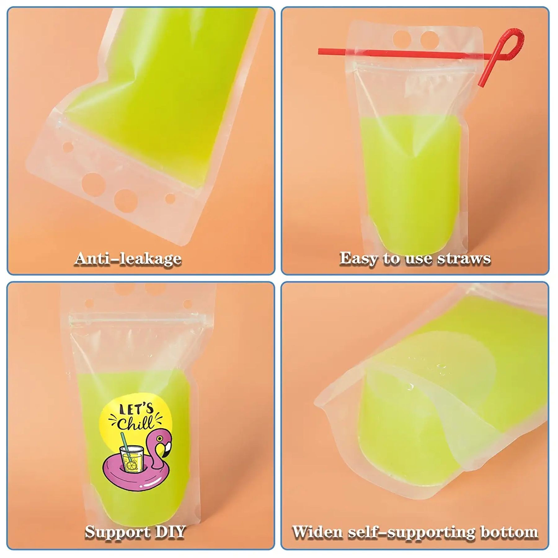 Reusable Drink Pouches Clear Drink Bags 7