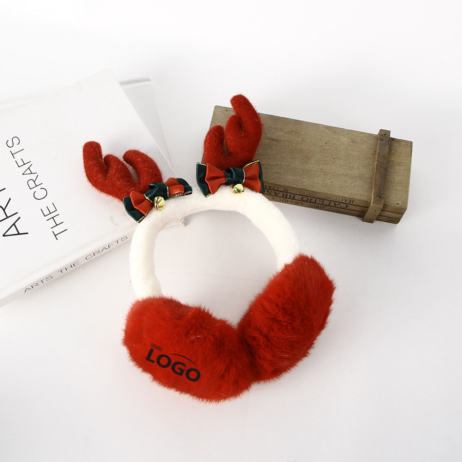 Festive Reindeer Antler Headband with Plush Earmuffs 2